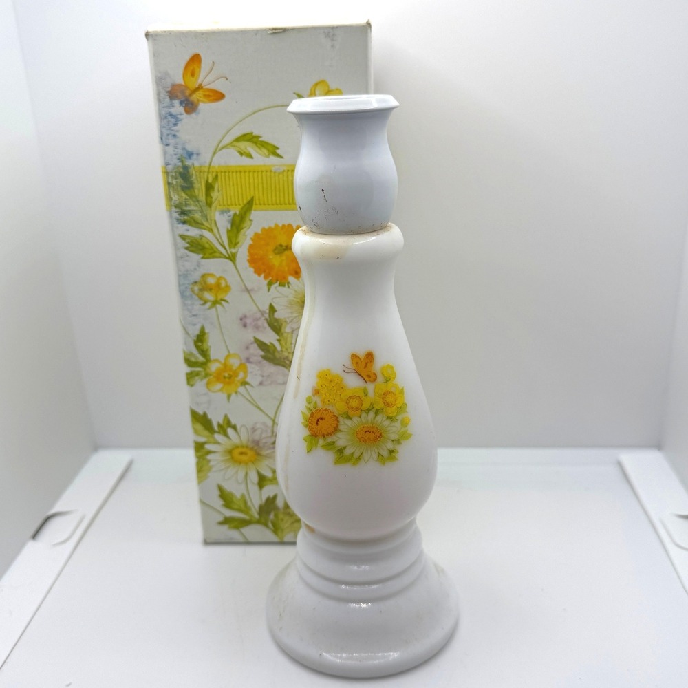 Vintage Avon Buttercup Candlestick‎ Sonnet Cologne with Original Box